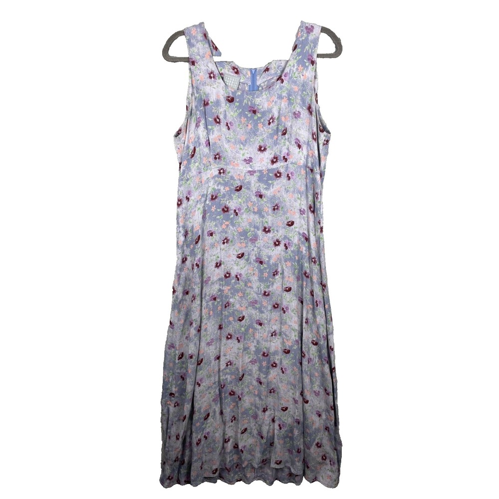 Rabbit Rabbit Rabbit Designs Vintage Maxi Dress Size‎ 16 Blue Floral Rayon USA